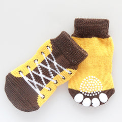 Anti-Slip Dog & Cat Socks (1-Pack or 2-Pack) – Knit Paw Protector with Traction Grip for Small Pets – Warm, Adjustable Pet Socks for Hardwood Floors (Medium & X-Large)