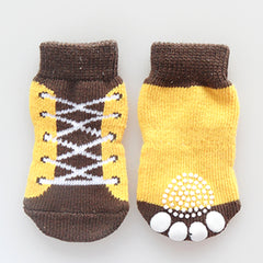 Anti-Slip Dog & Cat Socks (1-Pack or 2-Pack) – Knit Paw Protector with Traction Grip for Small Pets – Warm, Adjustable Pet Socks for Hardwood Floors (Medium & X-Large)
