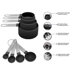 8-Piece Stainless Steel Measuring Cups & Spoons Set – Precise Dry & Liquid Measurements with Engraved Handles, Nesting Design & Organized Storage for Baking & Cooking