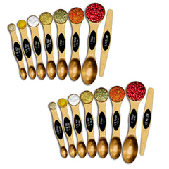 Double Sided Stackable Copper Magnetic Measuring Spoons Set with Leveler for Baking,Cooking,Roasting , Meal Preparation (8-Piece or 16-Piece)
