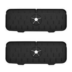 Silicone Kitchen Sink Faucet Splash Guard Guard & Drip Catcher Tray Dish Sponge Holder Kitchen Sink Accessories Protector Home Organization (1-Pack or 2-Pack)