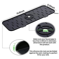Silicone Kitchen Sink Faucet Splash Guard Guard & Drip Catcher Tray Dish Sponge Holder Kitchen Sink Accessories Protector Home Organization (1-Pack or 2-Pack)