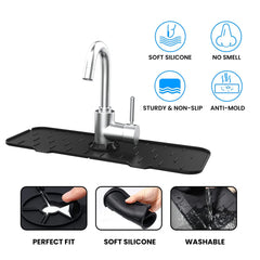 Silicone Kitchen Sink Faucet Splash Guard Guard & Drip Catcher Tray Dish Sponge Holder Kitchen Sink Accessories Protector Home Organization (1-Pack or 2-Pack)