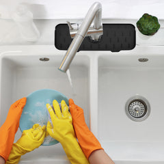 Silicone Kitchen Sink Faucet Splash Guard Guard & Drip Catcher Tray Dish Sponge Holder Kitchen Sink Accessories Protector Home Organization (1-Pack or 2-Pack)