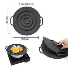 Silicone Boil-Over Spill Stopper Lid – 6” to 10.5” Universal Fit for Pots & Pans – Heat Resistant, Reusable & Dishwasher Safe – 12" Round – 1 or 2 Pack