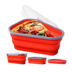 Collapsible Pizza Slice Storage Container with Airtight Lid & 5 Microwavable Dividers – BPA-Free Silicone, Adjustable Size, Microwave & Dishwasher Safe
