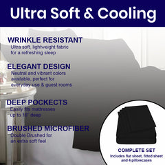 6-Piece: 2200 Series Egyptian Softness Microfiber Sheets – Ultra Soft, Cooling & Deep Pocket
