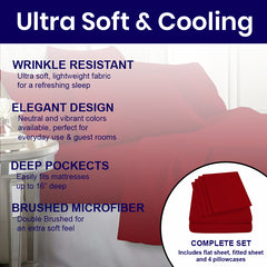 6-Piece: 2200 Series Egyptian Softness Microfiber Sheets – Ultra Soft, Cooling & Deep Pocket