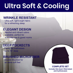 6-Piece: 2200 Series Egyptian Softness Microfiber Sheets – Ultra Soft, Cooling & Deep Pocket