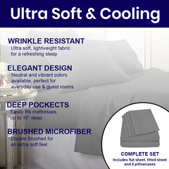 6-Piece: 2200 Series Egyptian Softness Microfiber Sheets – Ultra Soft, Cooling & Deep Pocket
