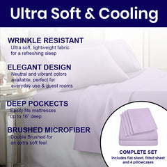 6-Piece: 2200 Series Egyptian Softness Microfiber Sheets – Ultra Soft, Cooling & Deep Pocket