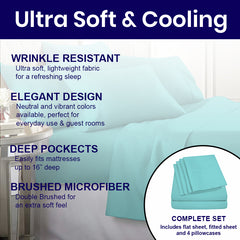6-Piece: 2200 Series Egyptian Softness Microfiber Sheets – Ultra Soft, Cooling & Deep Pocket