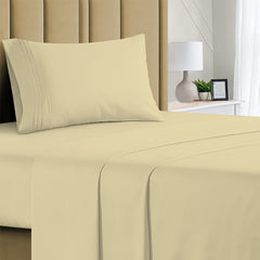 3-Piece: 1800 TC Bamboo Blend Twin Sheet Set – Double Brushed, Deep Pocket Fit