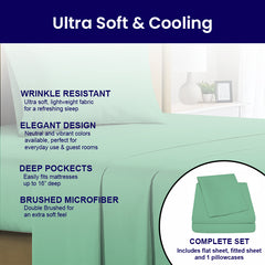3-Piece: 1800 TC Bamboo Blend Twin Sheet Set – Double Brushed, Deep Pocket Fit