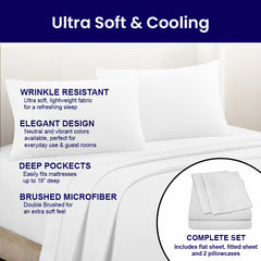 4-Piece: Full Bamboo Sheet Set – Ultra Soft, Breathable & Wrinkle Resistant