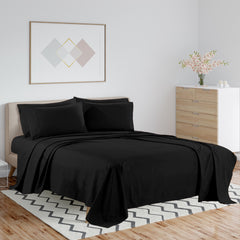 1800 TC Double Brushed Bamboo Blend Queen Bed Sheets – Dark Colors, Soft & Durable, Luxury Eco-Friendly Bedding Set