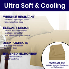 1800 Thread Count Bamboo Sheets – Double Brushed, Soft & Breathable, Deep Pocket Set