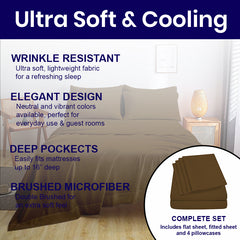 Full Size Bed Sheet Set – 1800 TC Bamboo Blend, Double Brushed, Super Soft & Cooling, Deep Pocket Bedding
