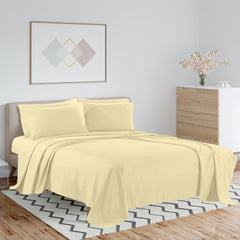 1800 TC Queen Bamboo Blend Sheets – Double Brushed, Light Colors, Cozy & Cool