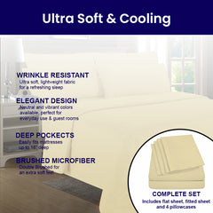 1800 TC King & California King Bamboo Sheets – Double Brushed, Soft, Breathable & Durable