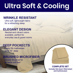 Super Soft Bamboo Blend Bed Sheets – 1800 TC, Cooling Vibe, Deep Pocket Queen Sheet Set for Chill Sleep