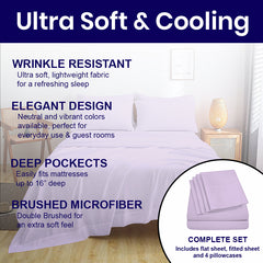 Full Size Bed Sheet Set – 1800 TC Bamboo Blend, Double Brushed, Super Soft & Cooling, Deep Pocket Bedding