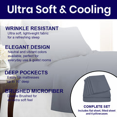 1800 Thread Count Bamboo Sheets – Double Brushed, Soft & Breathable, Deep Pocket Set