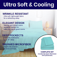 Full Size Bed Sheet Set – 1800 TC Bamboo Blend, Double Brushed, Super Soft & Cooling, Deep Pocket Bedding