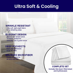 1800 TC King & California King Bamboo Sheets – Double Brushed, Soft, Breathable & Durable