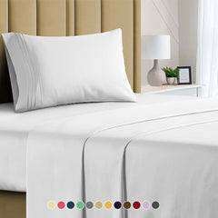 3-Piece: 1800 TC Bamboo Blend Twin Sheet Set – Double Brushed, Deep Pocket Fit