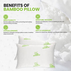 2-Pack: Ultimate Memory Foam Pillows in Bamboo, CBD, Copper, or Lavender – Cooling, Hypoallergenic, Neck Support – For Back, Side, and Stomach Sleepers – Queen & King