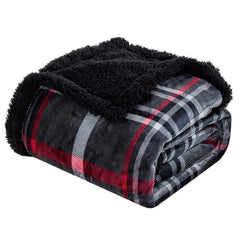 Midnight Plaid Sherpa Throw Blanket 50 x 60 Inches – Cozy Fleece & Ultra-Soft Sherpa Reversible Blanket for Couch, Sofa, Bed & Chilly Nights