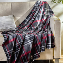 Home Décor Midnight Plaid Throw Blanket 50 x 60 Inches – Cozy Fleece Blanket for Couch, Sofa & Bed – Soft Decorative Throw for Chilly Nights