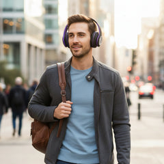 Wireless Bluetooth Headphones with FM Radio – Foldable Over-Ear Headset with Mic, Micro SD Support & 3.5mm Jack – Rechargeable Stereo Headphones for iPhone, Android & Tablets