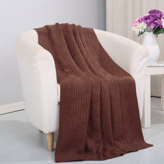 Luxury Acrylic Knitted Throw Blanket 50 x 60 Inches – Heavyweight Soft Woven Throw for Couch & Sofa – Cozy All-Season Decorative Blanket, Chocolate Brown