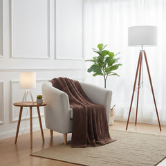Luxury Acrylic Knitted Throw Blanket 50 x 60 Inches – Heavyweight Soft Woven Throw for Couch & Sofa – Cozy All-Season Decorative Blanket, Chocolate Brown
