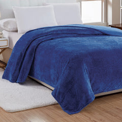 Micro Plush Popcorn Blanket Twin Size – Soft 100% Polyester Lightweight Bed Blanket with Textured Popcorn Design, Cozy All-Season Blanket for Bed, Couch & Guest Room, 66 x 86 Inches, Gray, Navy or Taupe