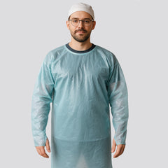 10-Pack Disposable Protective Gowns – Lightweight PE (25gsm) Paint & Dust Cover w/ Thumb Loops + Adjustable Waist Tie for DIY, Renovation & Cleanup