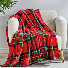 Classic Red Plaid Throw Blanket – 100% Polyester Soft Lightweight Decorative Blanket for Couch, Sofa & Bed, Machine Washable Cozy Throw, Rustic Plaid Design, 50 x 60 Inches