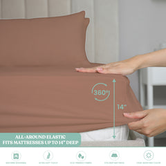 Lightweight Microfiber Bed Sheet Set – 6-Piece Ultra-Soft Wrinkle-Free Sheets with Deep Pockets & Pillowcases – Full, Queen, King & California King