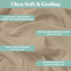 Lightweight Microfiber Bed Sheet Set – 6-Piece Ultra-Soft Wrinkle-Free Sheets with Deep Pockets & Pillowcases – Full, Queen, King & California King