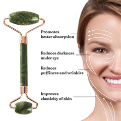Anti Aging Jade Roller And Gua Sha Set For Face, Eye, Neck - Body Muscle Relaxing Relieve Wrinkles