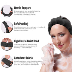3-Pack Fluffy Spa Headband & Wristband Set – Cute Bubble Design for Face Washing, Skincare Routine, Makeup