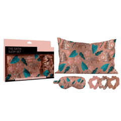 5-Piece Satin Sleep Set – Pillowcase, Eye Mask & 3 Scrunchies – Silky Soft for Skin & Hair, Frizz Control, Beauty Sleep Essential – Anti-Breakage & Light Blocking