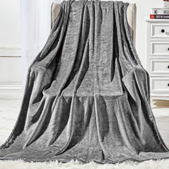 Fleece Throw Blanket 50 x 60 Inches – Ash Grey Luxury Microfiber Blanket, Anti-Static Soft & Fuzzy All-Season Throw for Couch, Sofa & Bed