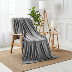 Fleece Throw Blanket 50 x 60 Inches – Ash Grey Luxury Microfiber Blanket, Anti-Static Soft & Fuzzy All-Season Throw for Couch, Sofa & Bed