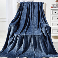 Fleece Throw Blanket 50 x 60 Inches – Ash Grey Luxury Microfiber Blanket, Anti-Static Soft & Fuzzy All-Season Throw for Couch, Sofa & Bed