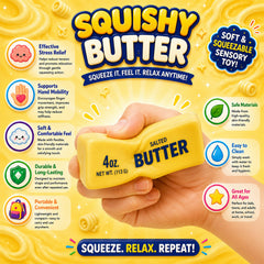 3-Pack Viral Squishy Stress Balls – Butter, Dumpling or Cube Fidget Toys - Mystery Colors – Soft Sensory Squeeze Toys for Anxiety Relief, ADHD Focus, Desk & Travel