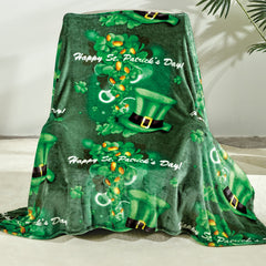 St. Patrick’s Day Micro Plush Throw Blanket – Ultra Soft Lightweight Couch Blanket, Festive Shamrock Design, Cozy Decorative Throw 50” x 70”