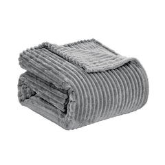 Oversized Ribbed Corduroy Plush Blanket – Reversible Striata Lined All-Season Cozy Throw for Bed & Couch, 100% Polyester, Queen or King